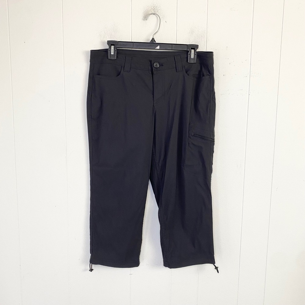 Eddie Bauer Black Hiking Capri Pants Sz 8 Adjustable Hem Gorpcore Campy Athletic